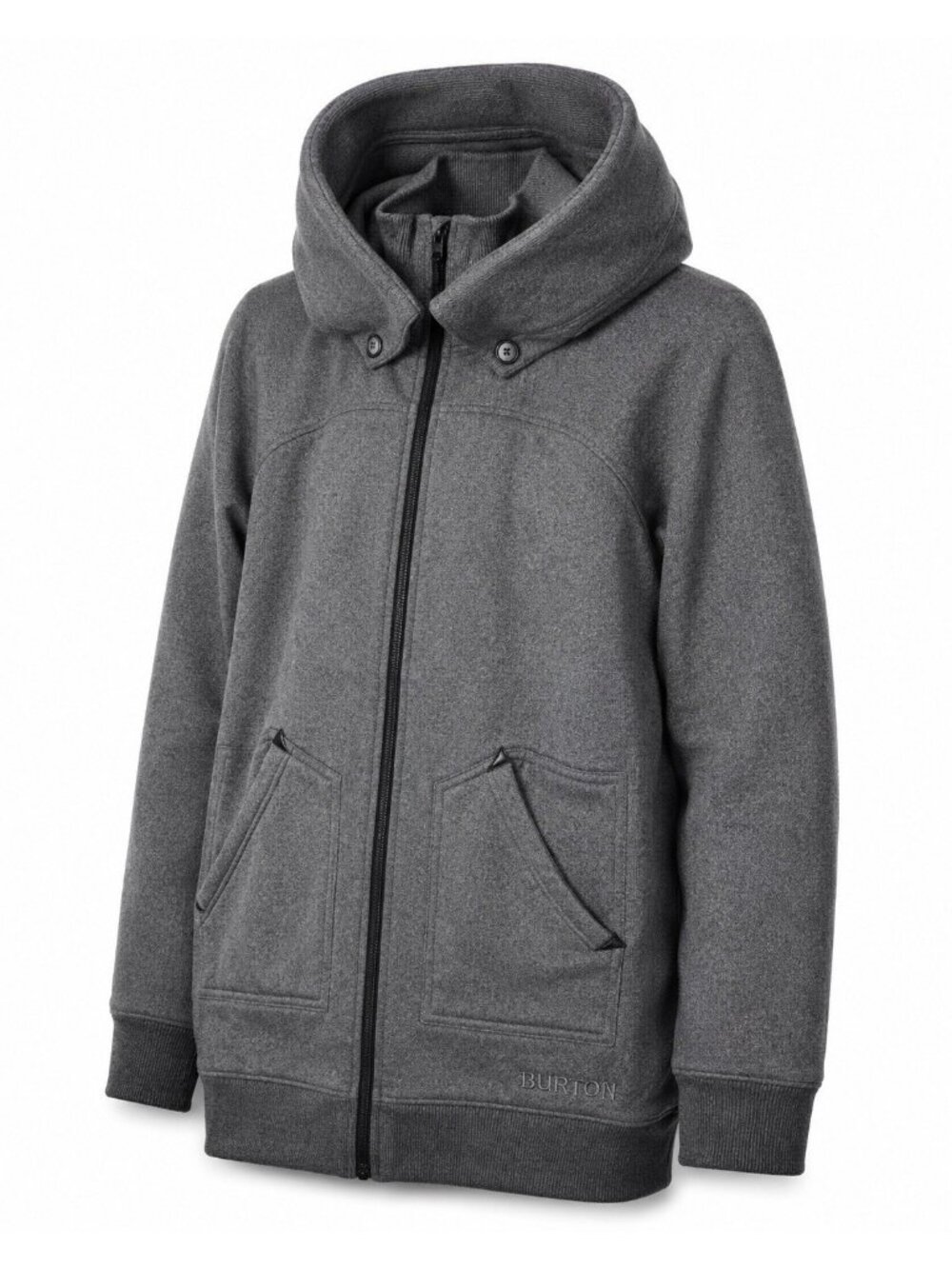 Burton Minx FZ Fleece Jacket Womens M Gray Full Zip Hooded Gorpcore Snowboarding